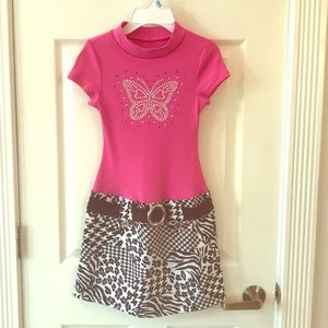 Girls Piper hot pink and black dress